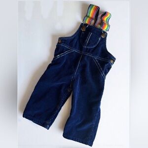 Vintage Navy Blue Kids Corduroy Overalls with rainbow straps 🌈